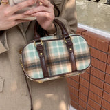 Retro Plaid Women's Small Shoulder Bag Woolen Cloth Female Crossbody Bags College Girls Handbags Clutch Purse Messenger Bag