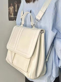 Preppy Style White Backpack Women Vintage Harajuku Pu Leather Y2k Mochila Female High Street Casual Crossbody Bags Chic