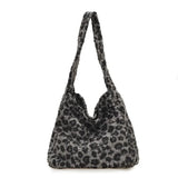 Autumn and Winter Plush Hasp Leopard Print Design Shoulder Bags New Trendy Commuting Large Capacity Crossbody Bags