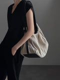 Linen Retro Contrast Light Crossbody Bag Folding Large Capacity Shoulder Bag