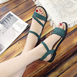 Ladies Shoes on Sale New Elastic Band Women's Sandals Summer Solid Open Toe Low-heeled Concise Casual Beach Sandals Women