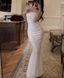 Summer Fashion Spaghetti Straps Mermaid Dress Women Elegant Sexy Bodycon Runway Party Vestidos Female Fashion Solid Korean Robe