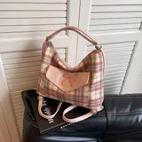 Korean Version Contrasting Striped Tote Bag for Women Summer New Fashion College Style Bow Shoulder Bag with High-end Feel