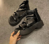 New Hollow Out Female Casual Comfortable Roman Sandals Woman Open Toe Buckle Strap Platform Sandals High Heels Wedge Shoes