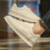 Spring Men's Elevator Shoes Men Loafers White Soft Leather Moccasins Height Increased 5cm Taller Shoes Man Sneakers