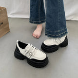 Women's Shoes Platform Female Footwear Round Toe Autumn British Style All-Match Loafers With Fur Oxfords Casual Sneaker Clogs Re