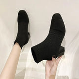 Booties Elastic Footwear White Heeled Very High Heels Short Shoes For Women Sock Female Ankle Boots With Young On Sale New In Pu