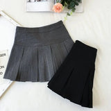 Fashion A Line Women Pleated Skirt High Waist Zipper Grey Student Mini Skirt JK Summer New Black Ladies Suit Skirt