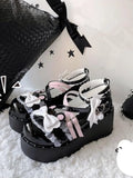 Lolita Sweet Sandals Women Japanese Style Bow Lace Kawaii Mary Janes Shoes Buckle Design Round Toe Casual platform Shoes 