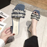 Summer White Crystals Shoes Rhenstone Slides Job Jewels Women's Slippers and Ladies Sandals High Up To 5cm Heel Sexy Shoe I