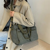 Female Large Capacity Corduroy Tote Bag New Korean Style Fashion Women Shoulder Crossbody Bag Worker Commuter Tote Handlebag