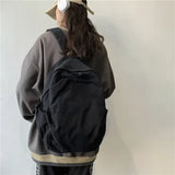 New Japanese Solid Colour Schoolbag Korean Student Canvas Backpack Large Capacity Double Shoulder Bag for Women Travel Backpack