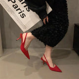 Shoes for Women Fashion Slip-on Women's High Heels Summer Solid Office and Career Sexy Pointed Toe Heeled Sandals Women