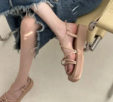 Summer New Brand Women Sandal Fashion Narrow Band Gladiator Shoes Platform Flats Heel Open Toe Dress Pumps Shoe