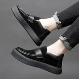 Spring Autumn New Designer Leather Loafers Male Fashion Casual New Designer Black British Platform Shoes for Men