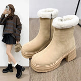 New Black White Thick Sole Women's Ankle Boots High Heel Boots Women's Rhinestone Zipper Winter Short Boots Women's Shoes