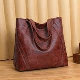 High quality PU leather women's tote bag  new zipper sewing thread large capacity fashionable and simple women's shoulderbag