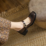 Japanese Style Lolita with Medium Heels Shoes for Women Square Toe Gothic Ladies Summer Footwear Mary Jane Wholesale 39 E
