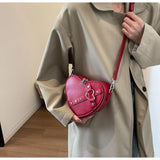 Fashion Love Heart Shape Shoulder Bag Small Handbags Designer Crossbody Bags For Women Solid Pu Leather Valentine's Gift