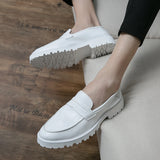 New Soft Leather White/black Loafers Shoes Men Patent Leather Shoes  Breathable Slip-On Solid Casual Shoes Handmade Size 38-44