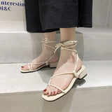 Strappy Elegant Flat Sandals for Women Roman Summer New Fashion Flat-heeled Shoes Sandal Comfortable Beach Without Heel Hot