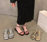 Beach Women Sandals Fashion Narrow Band Flats Shoes Summer Casual Party Dress Female Sandals