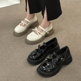 Black Chunky Platform Mary Jane Shoes for Women  Autumn Patent Leather Pumps Woman Thick Bottom Bowknot Lolita Shoes Ladies