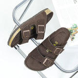 Comfort Beach Vacation Men's Cork Slippers Summer Casual Double Buckle Home Non-slip Slides Slip on Flip Flop Unisex Style Shoes