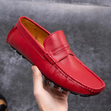 Italian Desgin Men Casual Shoes Summer Genuine Leather Men Loafers Moccasins Slip On Men's Flats Breathable Male Driving Shoes