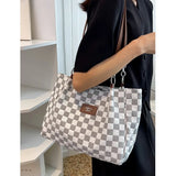 Green Summer Womens Tote Bag Plaid Large Capacity  Fashion Shoulder Bag Casual Harajuku Commuter Simple Female Handbag