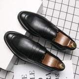 Evening Dress Men Shoes High QualityBlack New Stylish Design Slip-on Shoes Casual Formal Office Leather Shoes Luxury Career