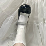 Crystal Bowtie Pink Mary Jean Lolita Shoes Women Spring Patent Leather Low Heels Pumps Woman Japan Round Toe Cosplay Shoes