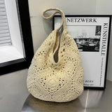 Hollow Out Straw Woven Shoulder Bags Large Capacity Casual Versatile Unique Design Handbags for Women Fashion New Tote