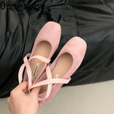 Ankle Lace Up Women Ballet Flats Fashion Shallow Soft Sole Footwear Ladies Casual Outdoor Ballerina Shoes