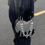 Original Design Diablo Y2K Heart Chain New Silver Mirror Niche Shoulder Bag Underarm Bag Fashion Women Bag Side Bag for Ladies