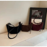 Velvet Material Zipper High Quality Shoulder Bag Solid Color Simple Fashionable Crossbody Bag Soft Western Style Handbag