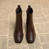 Work Women's Ankle Boots Leather Brown Heeled Short Shoes for Woman Very High Heels Footwear Booties Black Designer Luxury Sale
