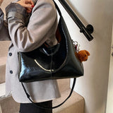 Sewing Thread PU Hasp Shoulder Bags New Solid Color Youth Casual Popular Fashion Simple Versatile Soft Crossbody Bags