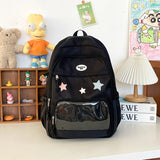 Ita Backpack New Girls Large School Bag Pink White Black Kawaii Nylon Backpack Women Transparent Pocket Itabag Mochila Sac