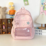 Ita Backpack New Girls Large School Bag Pink White Black Kawaii Nylon Backpack Women Transparent Pocket Itabag Mochila Sac