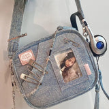 Y2K Vintage Denim Handbag Cute Casual Fashion Chase Star Pain Bag 2023 Spring New Fashion Designer Luxury Square Bag