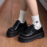 Women Shoes Autumn Round Toe Black Flats Loafers With Fur Casual Female Sneakers Ladies' Footwear Oxfords Clogs Platform Fall Cr