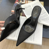 Fashion Concise Pointed Toe Women Slippers Thin Low Heels Casual Party Pumps Summer Slide Mules Shoes