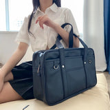 Pu Leather Japanese Y2k Students Top-Handle Bags Men Women Casual Laptops Shoulder Bag New Preppy Jk Vintage Handbags All Match