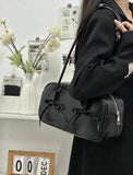 Sweet Bow Women's PU Leather Shoulder Bags Fashion Pillow Small Handbags Female Tote Purses Design Ladies Boston Underarm Bag