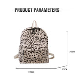 Students Leopard Print School Bag Soft Faux Fur Fashion Bag Women Backpack Travel Bags Women Plush Backpacks Mochilas Para Mujer