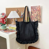 Vintage Women Tote Bags French Style Ruffles Elegant Sac A Main Femme Large Capacity Light Thin Shoulder Bolso Mujer