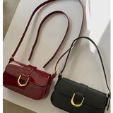 Vintage Lacquered Leather Underarm Shoulder Bag Spring Trendyol Red Messenger Bag for Women All-match Casual Coin Purse