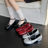 African Woman Shoe Round Toe Casual Heels Branded Pumps Mary Jane Basketball Platform Chunky Sandals Burgundy Leather Strap