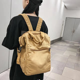 Solid Canvas Women Backpack Double Handle Leisure Female College Student Backpack Unisex Laptop Bag Girl Travel School Bag